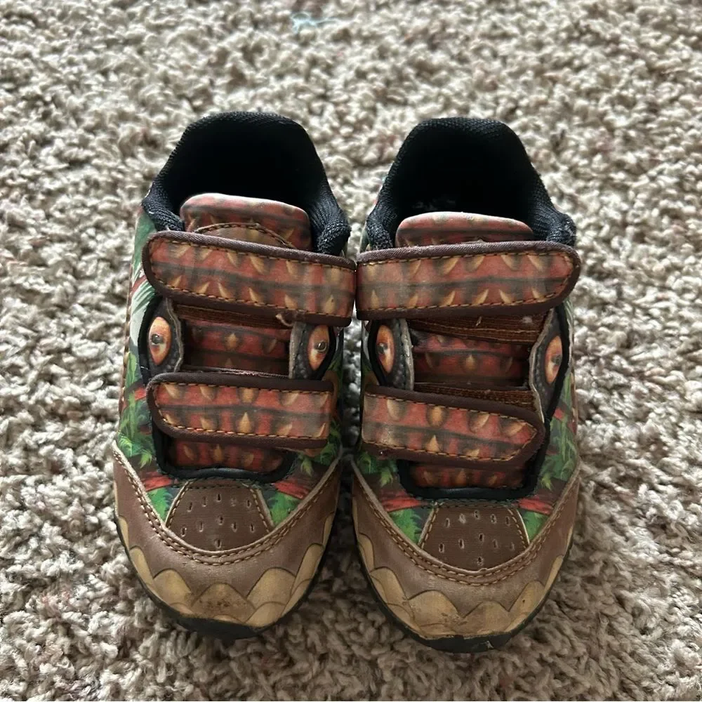 Dinosoles Dinosaur Flashing Hook Loop Shoes Toddler Size 7